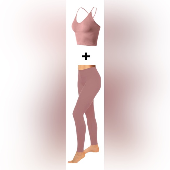 Amazon Other - Women’s Workout Set Light Pink Leggings + Criss-cross Cami
